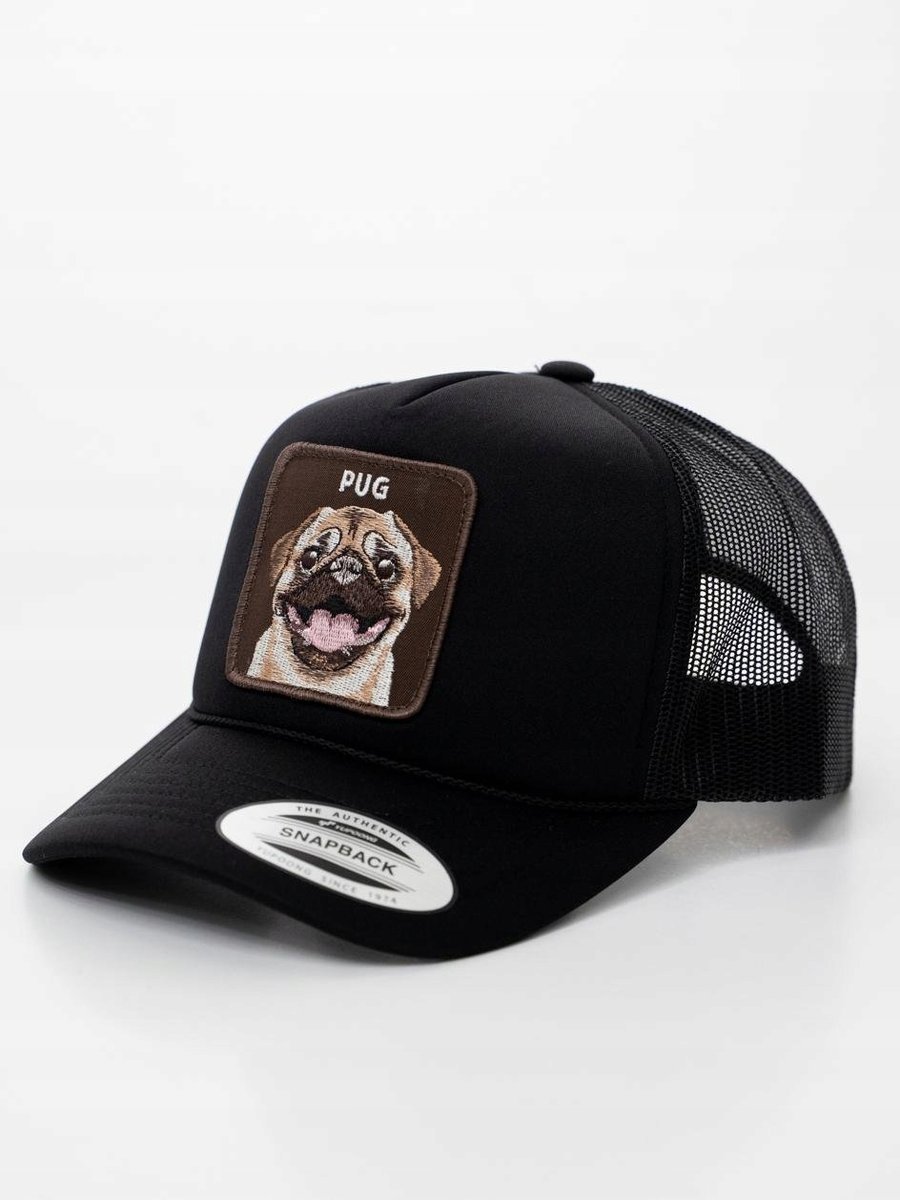 Czapka Z Daszkiem Trucker Czarna z Mopsem MyStars Pug PIES MĘSKA DAMSKA