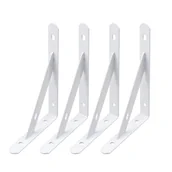 Zawiasy, okucia i inne akcesoria - Uchwyt ścienny, trójkątny uchwyt ścienny ze śrubami, 20 x 12 x 1,6 cm, 4 sztuki, biały - miniaturka - grafika 1