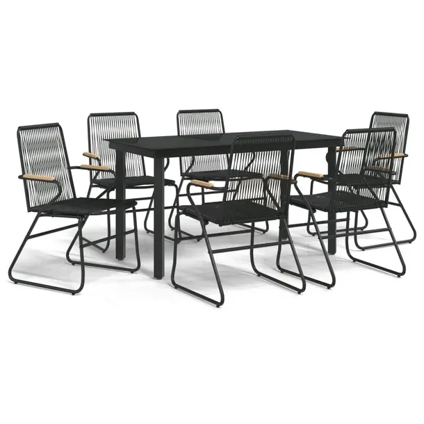 Zestaw Mebli Ogrodowych z Rattanu PVC i Stali, Stół 140x70x74 cm, Krzesł