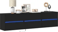 Szafki RTV - vidaXL vidaXL Ścienna szafka pod TV, z LED, czarna, 180x31x45 cm - miniaturka - grafika 1