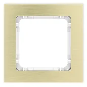 Klawisze i ramki - Karlik Ramka pojedyncza Deco metal - mosiądz szczotkowany, biały - miniaturka - grafika 1