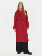 Płaszcze damskie - TWINSET Płaszcz wełniany 242TT2203 Czerwony Loose Fit - miniaturka - grafika 1