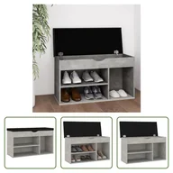 Szafki na buty - The Living Store Ławka na buty z poduszką betonowa szara 80x30x47 cm materiał drewnopochodny - miniaturka - grafika 1