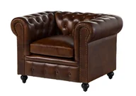 Fotele - Fotel Chesterfield #102 Skóra Naturalna Pikowany Skórzany 106X84X76 Cm B 6270 - miniaturka - grafika 1