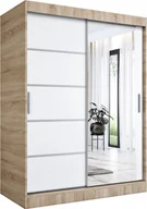 Szafy - MKPOL Szafa przesuwna MODUO COMFORT 2 150 dąb sonoma/biała mat z lustrem - miniaturka - grafika 1