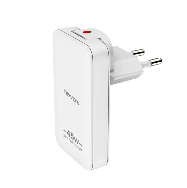 nevox 45W Dual Slim Ladegerät GaN USB-C/USB EU/US weiß 2479