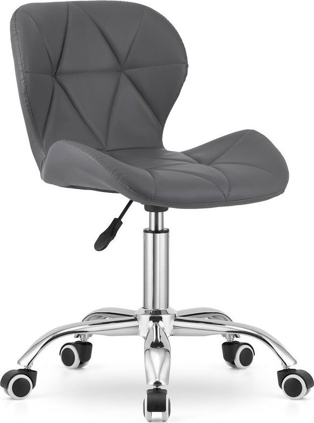 Elior Szare pikowany fotel obrotowy z ekoskóry - Renes 3X