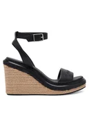 Espadryle damskie - Calvin Klein Espadryle Wedge Sandal 70 - He HW0HW02376 Czarny - miniaturka - grafika 1