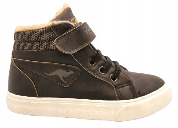 KANGAROOS BUTY DZIECIĘCE BRĄZOWE NA RZEPY Z LOGO 28 1J8A
