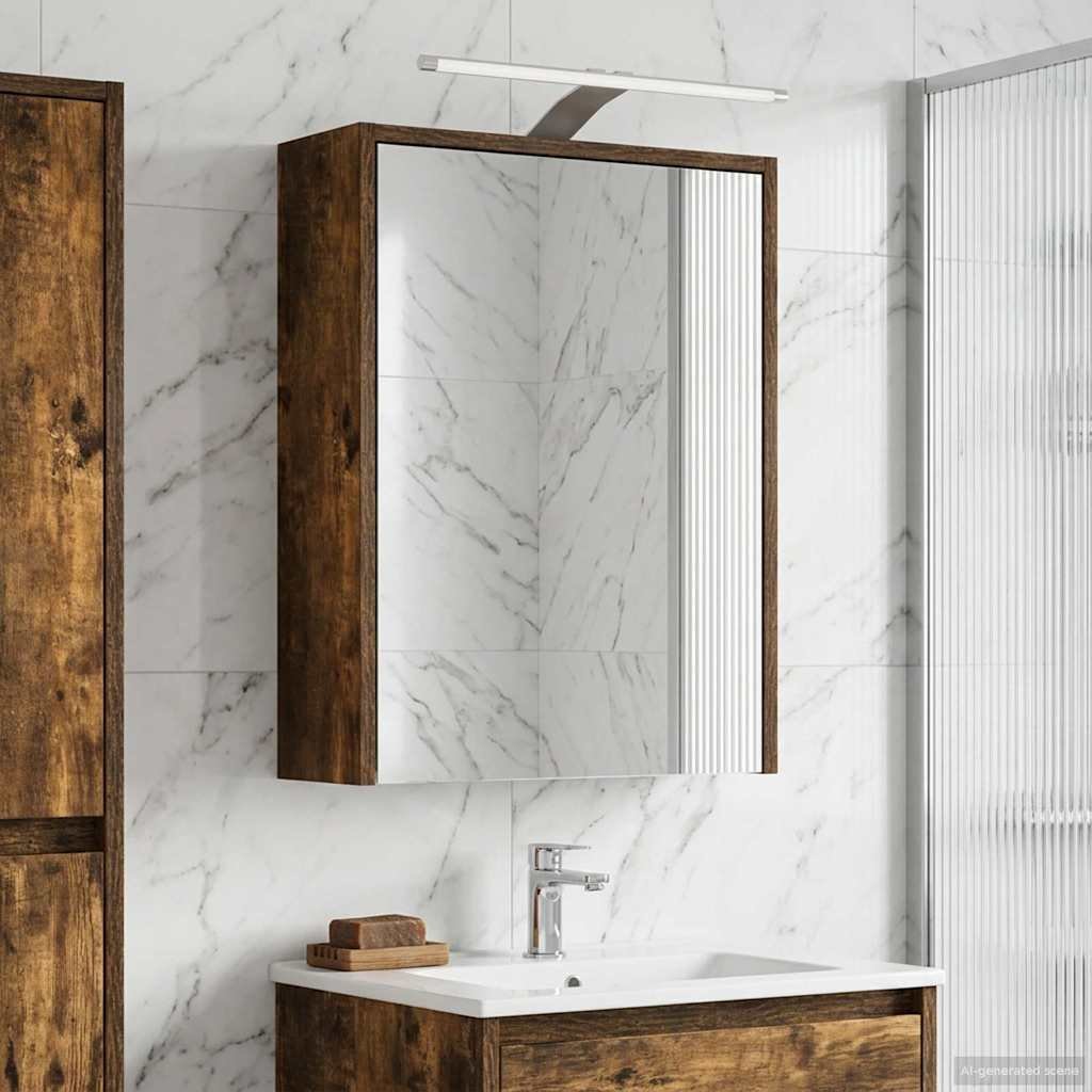 vidaXL vidaXL Szafka z lustrem do łazienki Dąb wędzony 43 x 16 x 62.5 cm