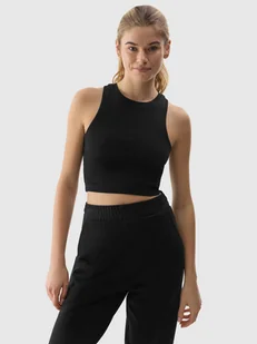 Crop top slim damski 4F 4FWSS24TSLEF066-20S Czarny - Koszulki i topy damskie - miniaturka - grafika 1