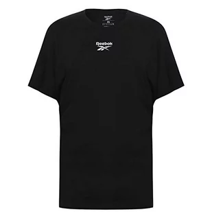 Reebok Męski t-shirt Te Tape Tee czarny czarny M GQ4205_M - Koszulki męskie - miniaturka - grafika 1