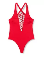 Stroje kąpielowe - Dagi Damski kostium kąpielowy modny, trójkątny, jednoczęściowy, czerwony, 42 - miniaturka - grafika 1