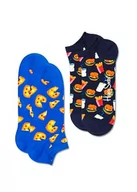 Skarpetki damskie - Happy Socks Junk Food, kolorowe i zabawne, Skarpety dla kobiet i mężczyzn, Niebieski-Czarny-Pomarańczowy 2 pary (36-40) - miniaturka - grafika 1