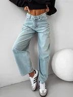 Spodnie damskie - Spodnie damskie jeansowe baggy OLAVOGA LOOMA Niebieski - miniaturka - grafika 1