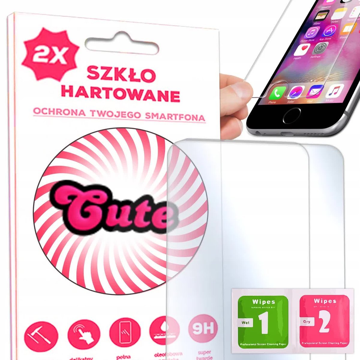 Zestaw 2 SZKIEŁ HARTOWANYCH OCHRONNE DO iPHONE 7/8