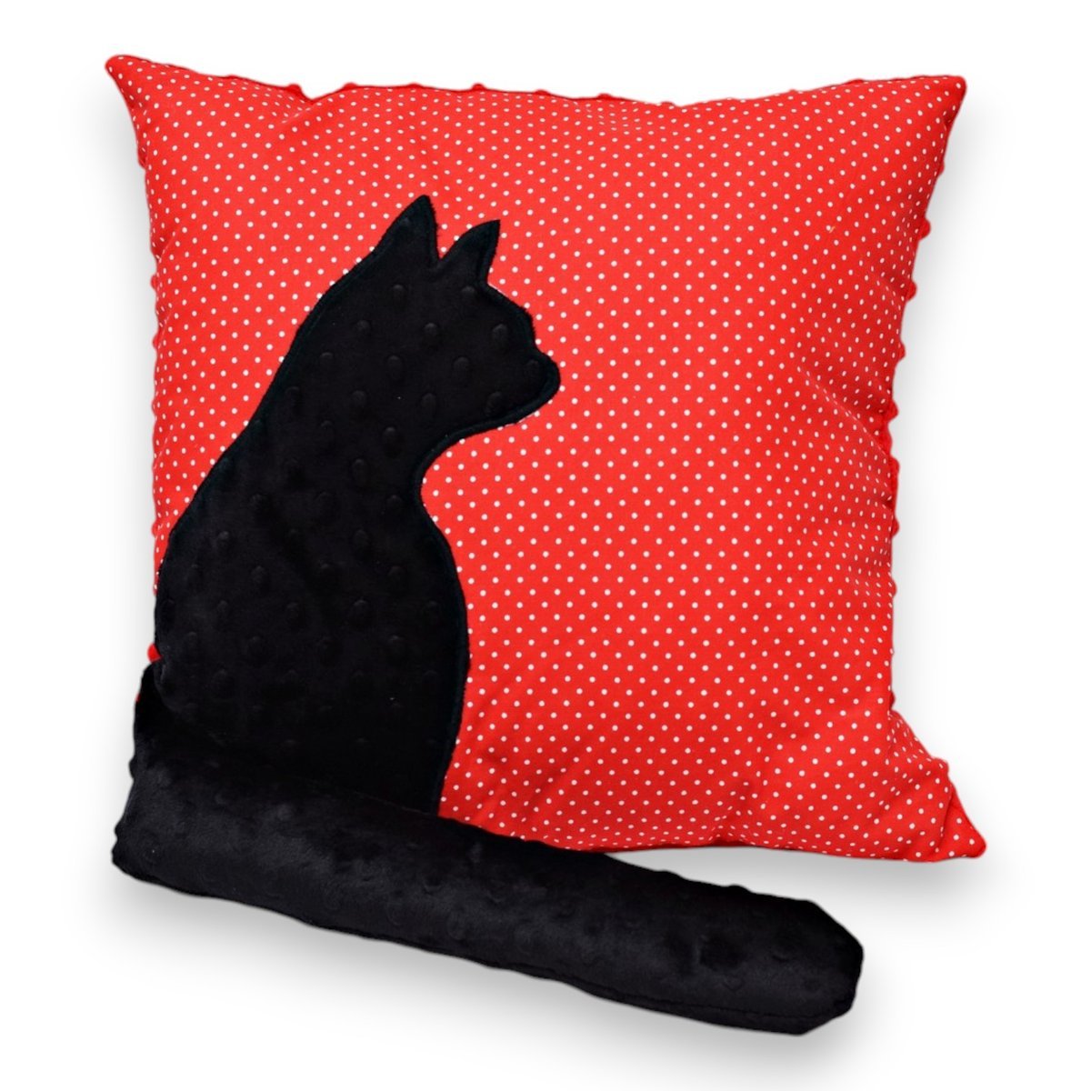 Poduszka kotek z ogonem poduszka kot 3D kropki