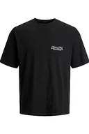 Koszulki męskie - JACK & JONES Jorbrink Studio Back Tee Ss Crew Neck T-Shirt męski, czarny/nadruk: zielony nadruk z tyłu, L - miniaturka - grafika 1