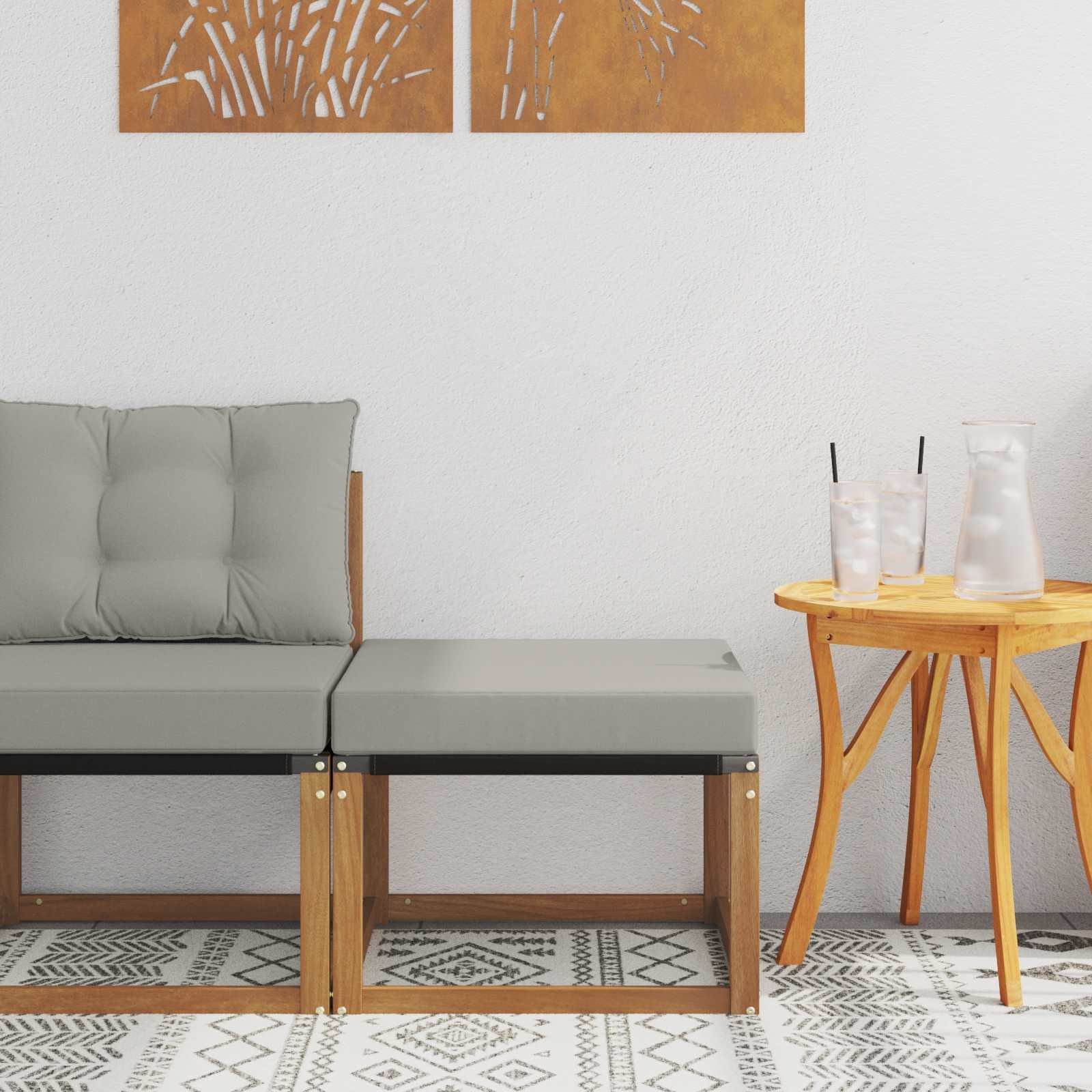 vidaXL vidaXL Pufa na zewnątrz Lite drewno akacjowe i materiał Textilene