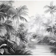 Fototapety - Fototapeta 3D Dżungla Czarno Biała Krajobraz 250x175 cm Tapeta Do Sypialni Salonu Kuchni Na Flizelinie - miniaturka - grafika 1