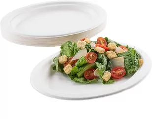 Talerze ekologiczne owalne trzcina cukrowa 26cm 50 - Naczynia i sztućce jednorazowe - miniaturka - grafika 1