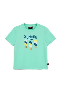 Koszulki dla dziewczynek - Lego t-shirt bawełniany dziecięcy kolor turkusowy - grafika 1