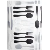 Obrusy i serwetki - Obrus winylowy FORK 150 x 180 cm biało-czarny - miniaturka - grafika 1