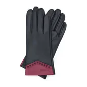 Rękawiczki - Damskie rękawiczki skórzane z koralikami - miniaturka - grafika 1