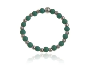 Pierścionek na gumce turkusowo zielone koraliki p0397 - 0,6g. - Pierścionki - miniaturka - grafika 1