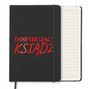 NOTES CZARNY A5 Z GUMKĄ W LINIE ORGINALNY PREZENT DLA KSIĘDZIA RED WZORY - Notesy i bloczki - miniaturka - grafika 1