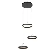 Lampy sufitowe - QAZQA Lampa wisząca czarna okrągła z 3-stopniowym ściemnianiem LED 3-punktowym - Lyani - miniaturka - grafika 1