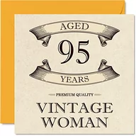 Kartki okolicznościowe i zaproszenia - Kartki urodzinowe w stylu vintage dla kobiet w wieku 95 lat - zabawna kartka urodzinowa dla mamy siostry żony babci cioci 145 mm x 145 mm kartki okolicznościowe, kartka na 95. urodziny - miniaturka - grafika 1