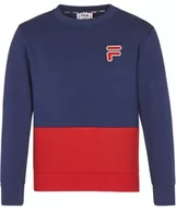 Bluzy dla dziewczynek - FILA Bluza dziecięca uniseks BINDERUP Crew Neck Sweatshirt, Medieval Blue-True Red, 86/92 - miniaturka - grafika 1