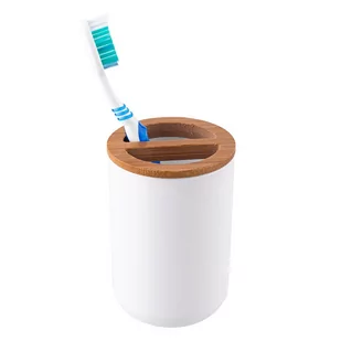 Lumarko Kubek Na Szcztoteczki Plastikowy Z Bambusem 7x7x10,5 Cm (łazienka) - Kubki - miniaturka - grafika 3