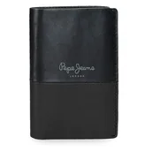 Portfele - Pepe Jeans Podwójny pionowy portfel z portmonetką czarny 8,5x11,5x1 cm Skóra by Joumma Bags, Czarny (Black), Talla única, Pionowy portfel z portfelem - miniaturka - grafika 1