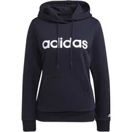Bluzy damskie - Bluza z kapturem damska adidas SPORTSWEAR ESSENTIALS LOGO granatowa H07797-S - miniaturka - grafika 1