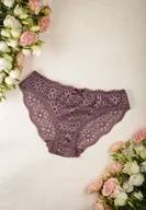 Majtki damskie - Fioletowe Koronkowe Majtki Figi z Kwiatowym Motywem Visna - Renee - miniaturka - grafika 1
