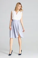 Spódnice - Asymetryczna SPÓDNICA z kontrafałdami szara S - miniaturka - grafika 1