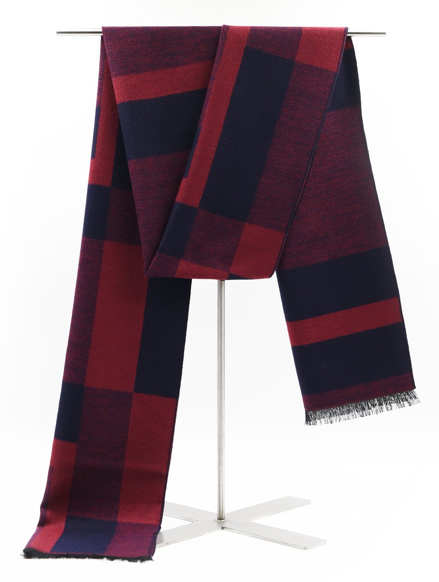 Szal Szalik Męski Czerwono - Granatowy