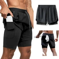 Spodenki męskie - SPODENKI MĘSKIE KRÓTKIE SZORTY SPORTOWE CZARNE L na metce XL [S-SM2-CZN-L] - miniaturka - grafika 1