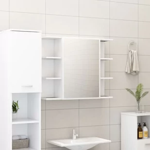 vidaXL Szafka łazienkowa z lustrem, biała, 80 x 20,5 x 64 cm, płyta - Szafki łazienkowe - miniaturka - grafika 1
