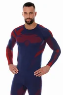 Bluzy sportowe męskie - Bluza termoaktywna męska Brubeck Dry LS13080 granat/czerwony - miniaturka - grafika 1