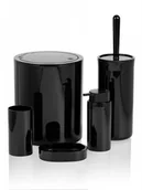 Akcesoria łazienkowe - Komplet łazienkowy 5 el Round czarny - miniaturka - grafika 1
