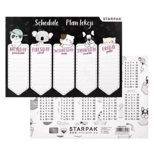 Plan lekcji z tabliczką mnożenia Minisy (25szt) - STARPAK - Szkolne artykuły papiernicze - miniaturka - grafika 1