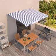Markizy - VidaXL Lumarko Ręcznie zwijana markiza, 450x350 cm, niebiesko-biała! 3068996 VidaXL - miniaturka - grafika 1