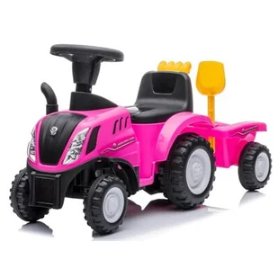 Jeździk SUN BABY Traktor z przyczepą New Holland Różowy - Jeździki dla dzieci - miniaturka - grafika 1