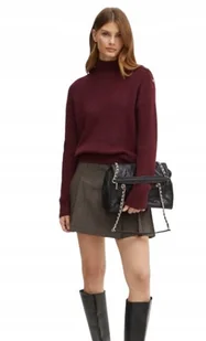 GUESS SWETER Z WEŁNĄ BORDOWY Z GOLFEM I GUZIKAMI NA RAMIENIU XS GMA - Swetry damskie - miniaturka - grafika 1