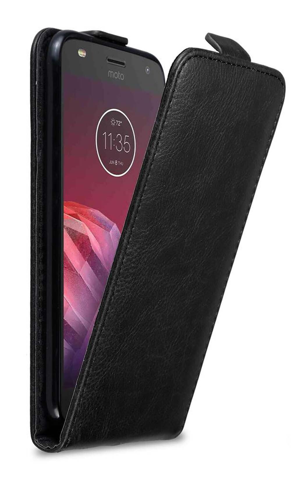 Cadorabo pokrowiec do Motorola MOTO Z2 PLAY / Z2 FORCE pokrowiec ochronny w kolorze czarnym etui z klapką pokrowiec na telefon komórkowy