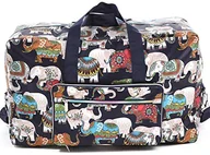 Torby podróżne - Składana torba podróżna dla kobiet i dziewcząt, duża, urocza torba na weekendowy wypad na noc, dla dzieci torba na bagaż w kratkę, Słoń indyjski, Jeden rozmiar - miniaturka - grafika 1