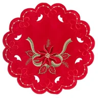 Obrusy i serwetki - Serwetka dekoracyjna Geranium śr. 30 cm z haftem czerwona - miniaturka - grafika 1